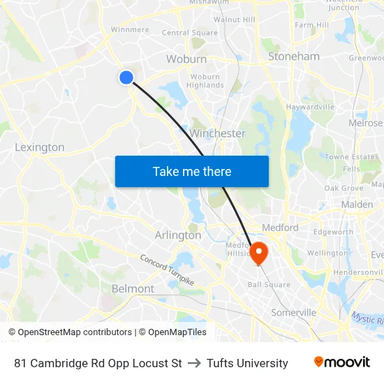 81 Cambridge Rd Opp Locust St to Tufts University map
