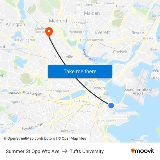 Summer St Opp Wtc Ave to Tufts University map