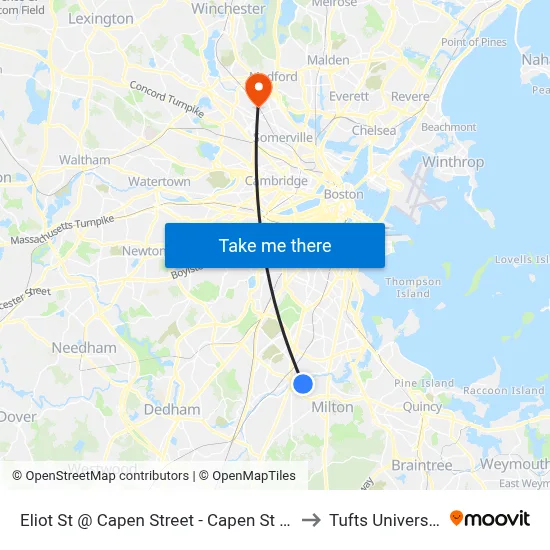 Eliot St @ Capen Street - Capen St Sta to Tufts University map