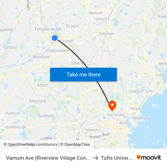 Varnum Ave (Riverview Village Condos) to Tufts University map