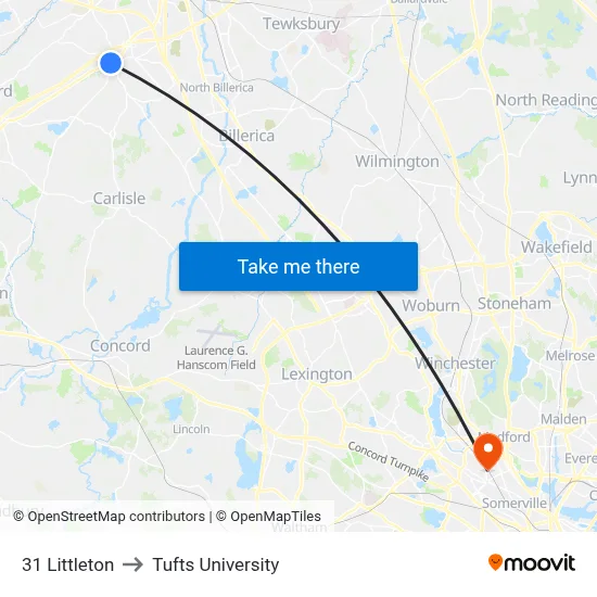 31 Littleton to Tufts University map