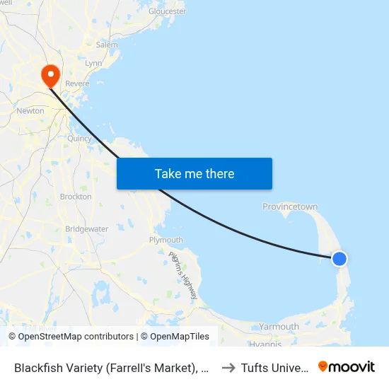 Blackfish Variety (Farrell's Market), Wellfleet to Tufts University map