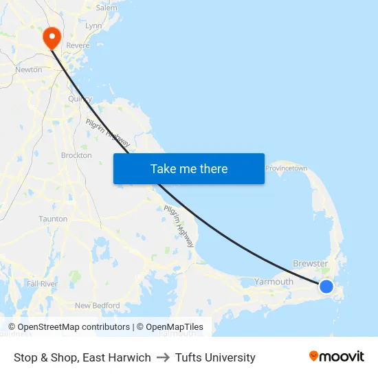 Stop & Shop, East Harwich to Tufts University map