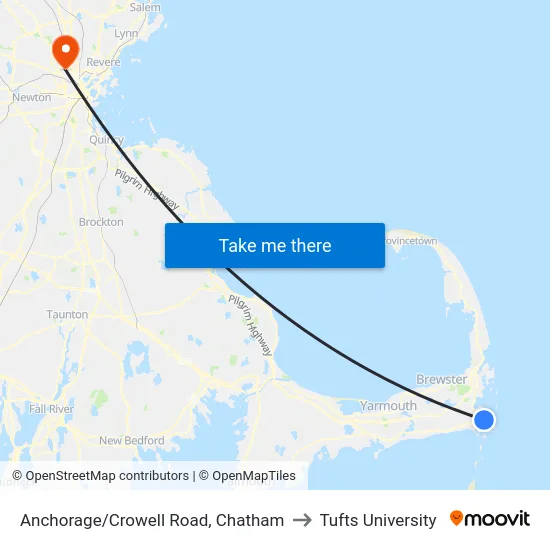 Anchorage/Crowell Road, Chatham to Tufts University map