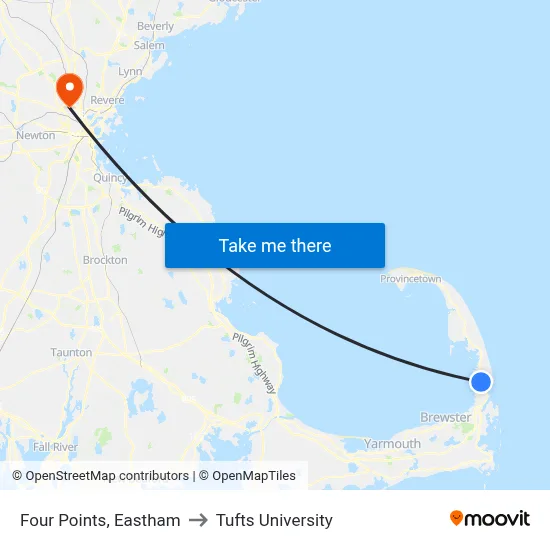 Four Points, Eastham to Tufts University map