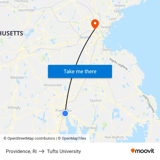 Providence, Ri to Tufts University map