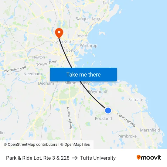 Park & Ride Lot, Rte 3 & 228 to Tufts University map