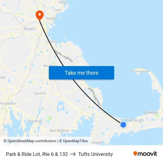 Park & Ride Lot, Rte 6 & 132 to Tufts University map