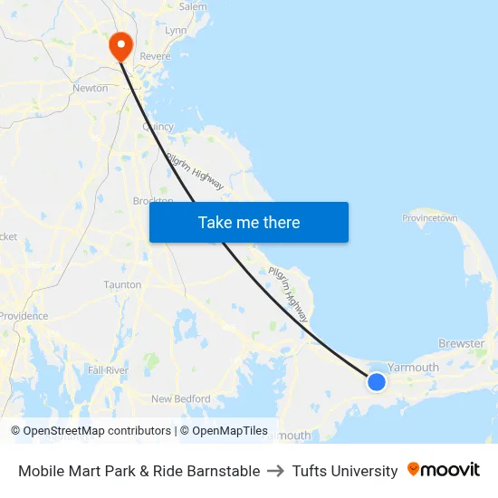Mobile Mart Park & Ride Barnstable to Tufts University map