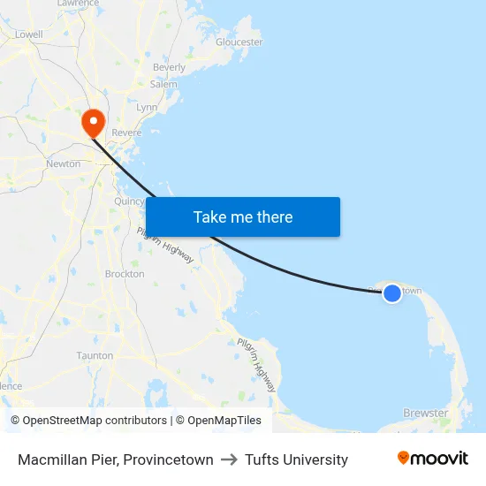 Macmillan Pier, Provincetown to Tufts University map