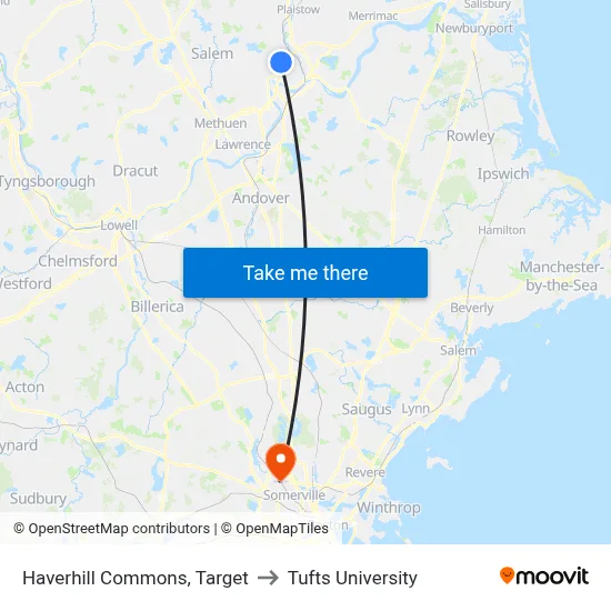 Haverhill Commons, Target to Tufts University map