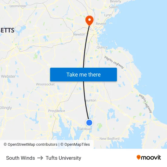South Winds to Tufts University map
