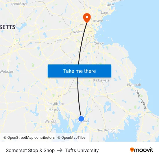 Somerset Stop & Shop to Tufts University map