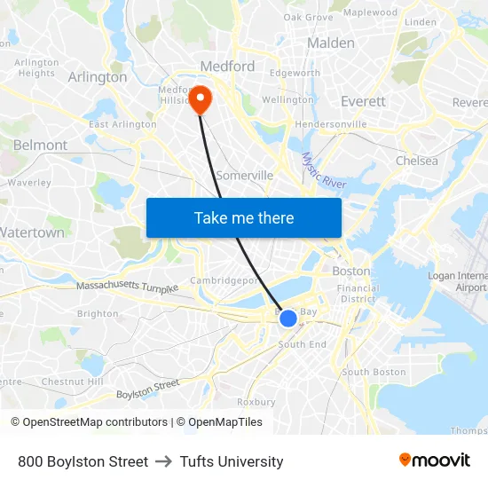 800 Boylston Street to Tufts University map