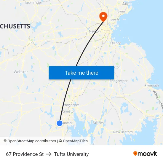 67 Providence St to Tufts University map