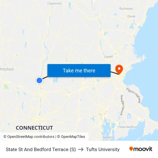 State St And Bedford Terrace (S) to Tufts University map