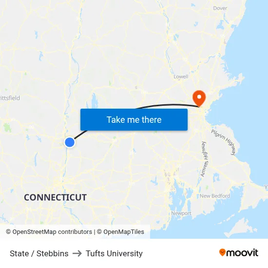 State / Stebbins to Tufts University map