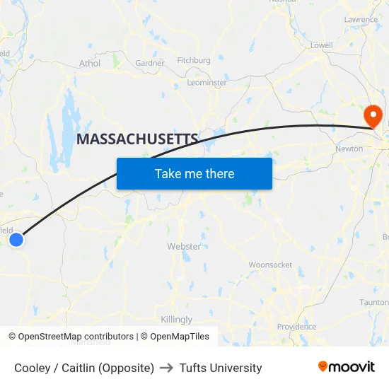 Cooley / Caitlin (Opposite) to Tufts University map