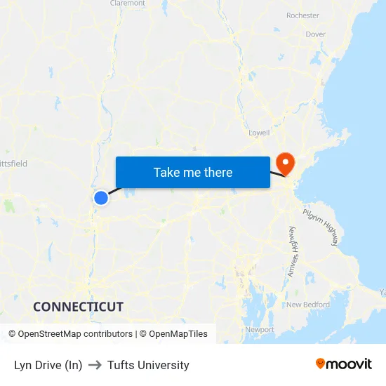 Lyn Drive (In) to Tufts University map