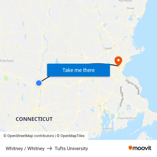 Whitney / Whitney to Tufts University map