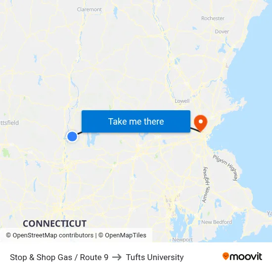 Stop & Shop Gas / Route 9 to Tufts University map