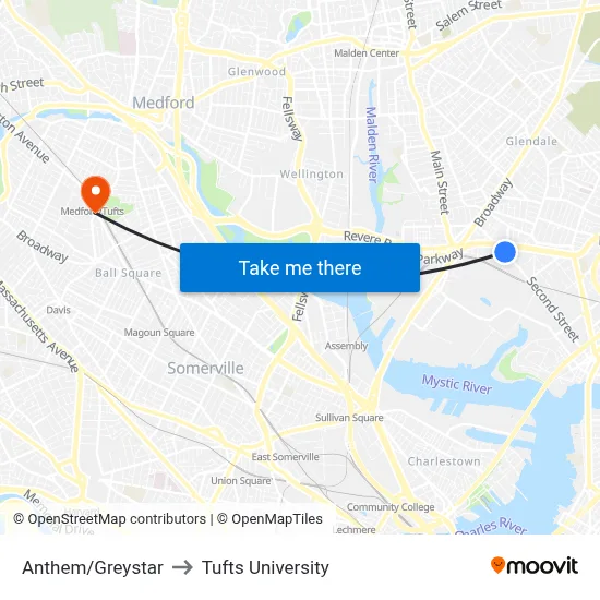 Anthem/Greystar to Tufts University map