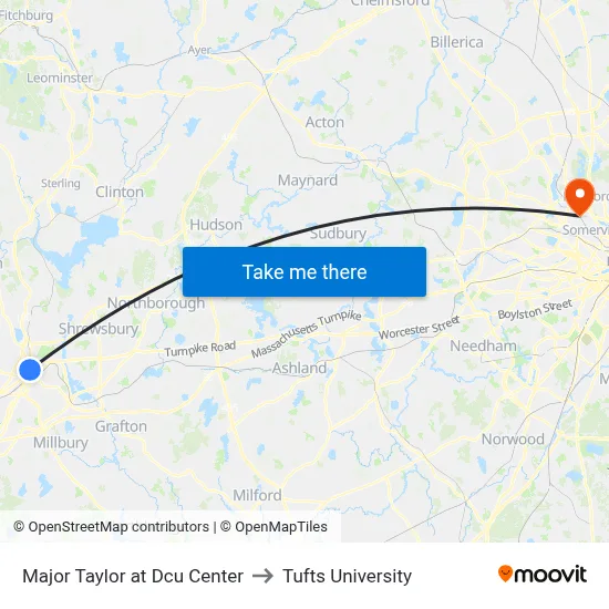 Major Taylor at Dcu Center to Tufts University map