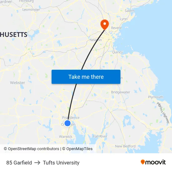 85 Garfield to Tufts University map
