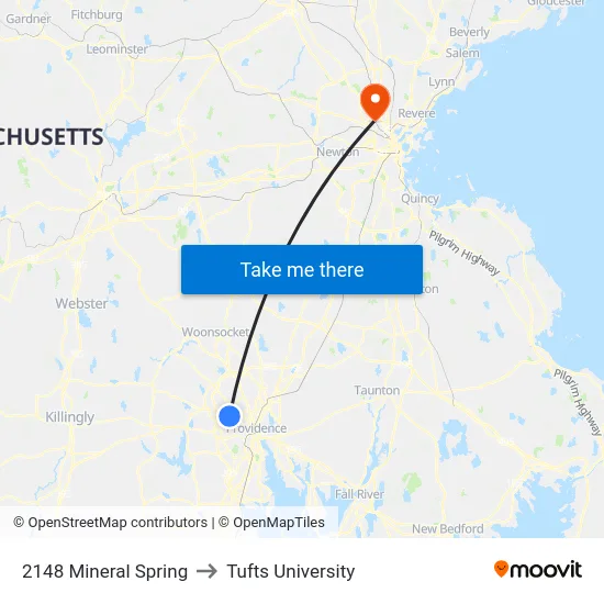 2148 Mineral Spring to Tufts University map