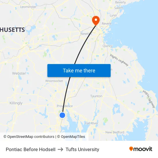 Pontiac Before Hodsell to Tufts University map