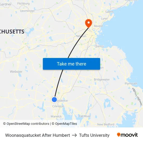 Woonasquatucket After Humbert to Tufts University map