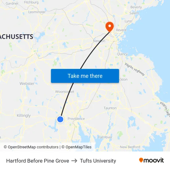 Hartford Before Pine Grove to Tufts University map