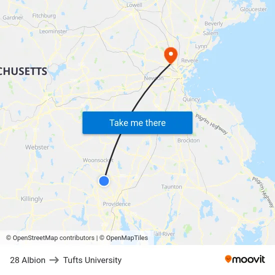 28 Albion to Tufts University map