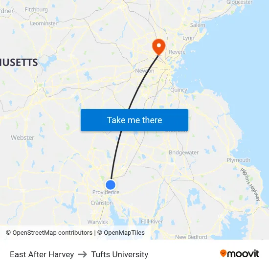 East After Harvey to Tufts University map