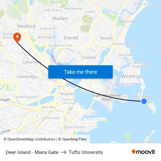 Deer Island - Mwra Gate to Tufts University map