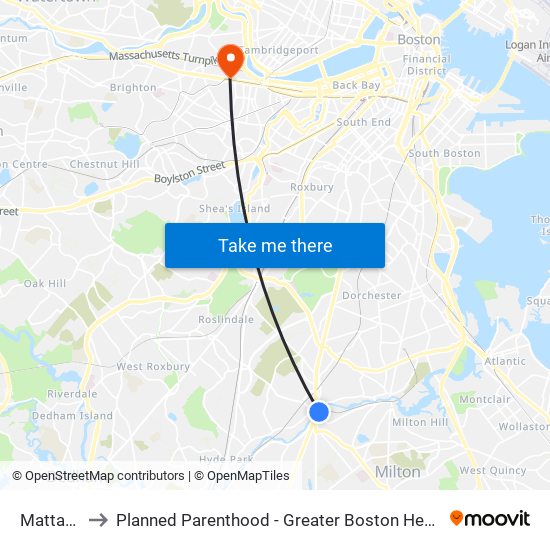 Mattapan to Planned Parenthood - Greater Boston Health Center map
