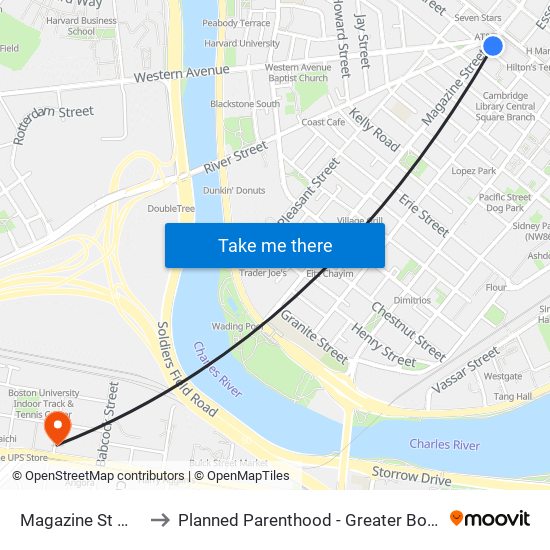 Magazine St @ Green St to Planned Parenthood - Greater Boston Health Center map
