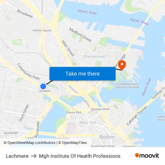 Lechmere to Mgh Institute Of Heatlh Professions map