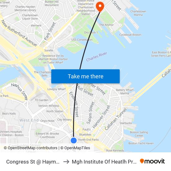 Congress St @ Haymarket Sta to Mgh Institute Of Heatlh Professions map
