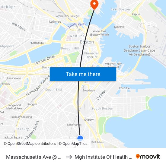 Massachusetts Ave @ Columbia Rd to Mgh Institute Of Heatlh Professions map