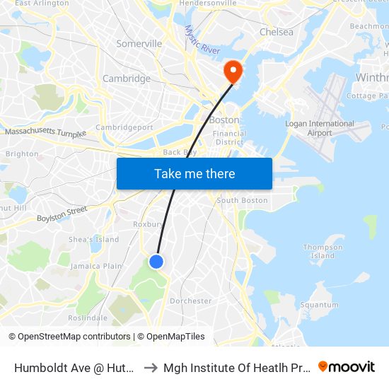 Humboldt Ave @ Hutchings St to Mgh Institute Of Heatlh Professions map