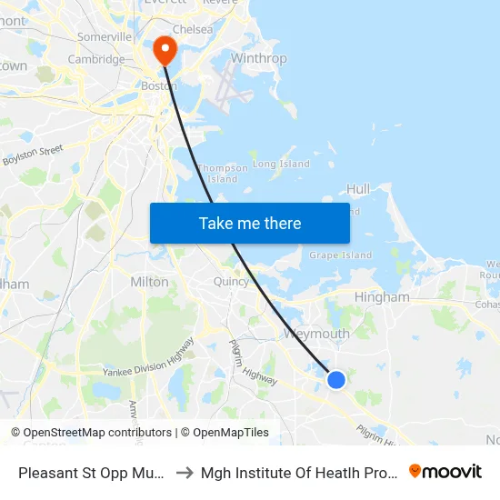 Pleasant St Opp Mutton Ln to Mgh Institute Of Heatlh Professions map