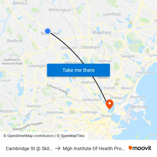 Cambridge St @ Skilton Ln to Mgh Institute Of Heatlh Professions map