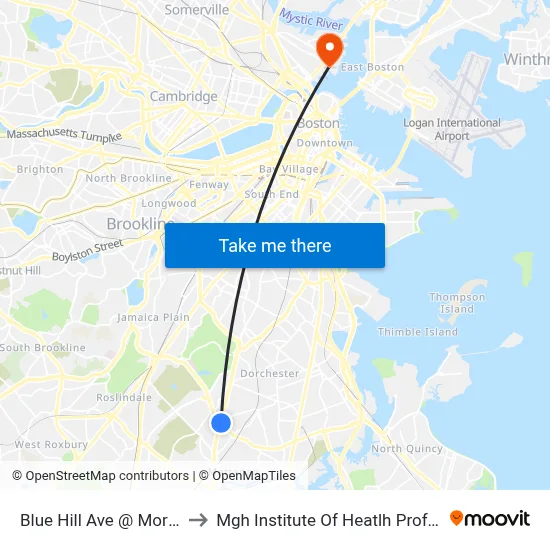 Blue Hill Ave @ Morton St to Mgh Institute Of Heatlh Professions map