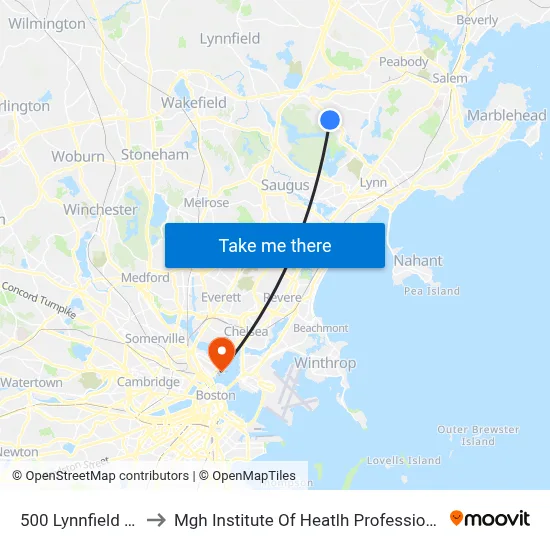 500 Lynnfield St to Mgh Institute Of Heatlh Professions map