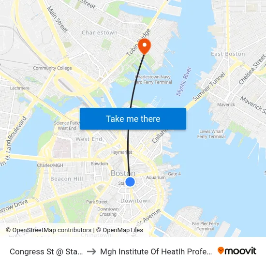 Congress St @ State St to Mgh Institute Of Heatlh Professions map