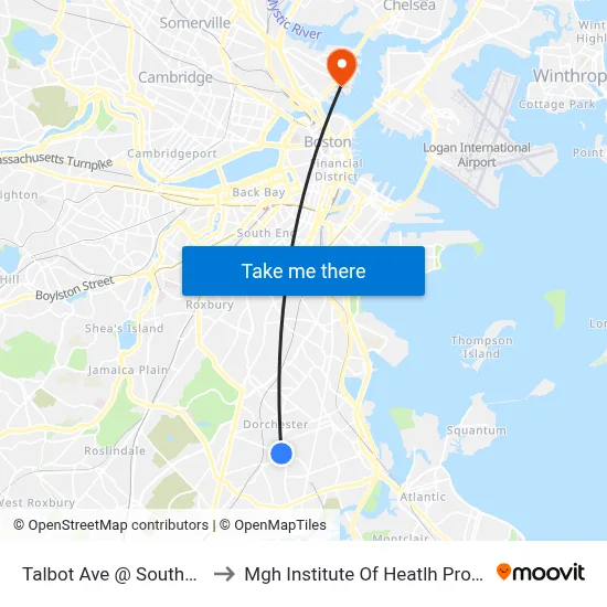 Talbot Ave @ Southern Ave to Mgh Institute Of Heatlh Professions map