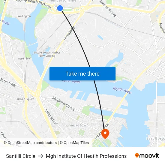 Santilli Circle to Mgh Institute Of Heatlh Professions map