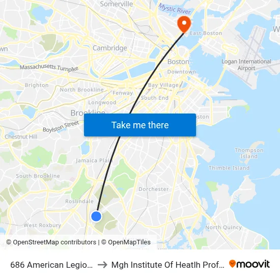 686 American Legion Hwy to Mgh Institute Of Heatlh Professions map