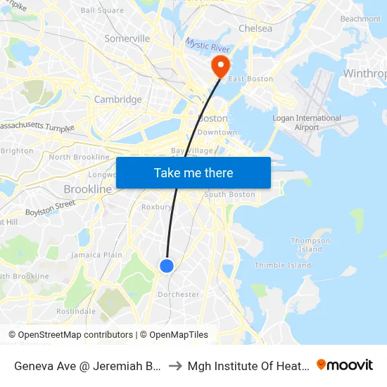Geneva Ave @ Jeremiah Burke High School to Mgh Institute Of Heatlh Professions map
